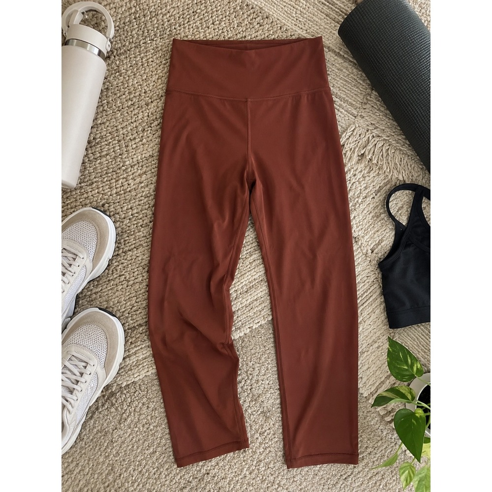 Athleta Elation Straight Leg Pants Brown Terracotta High Rise Yoga M